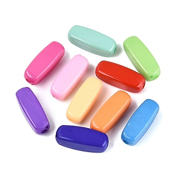 Opaque Plastic Beads, Cuboid, Mixed Color, 27x10x10mm, Hole: 2.8mm, about 247pcs/500g