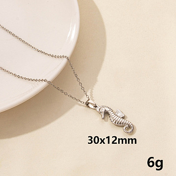 Stylish Ocean Stainless Steel Sea Horse Pendant Necklace for Women