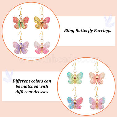 10Pairs 10 Colors Bling Butterfly Resin Dangle Earrings(EJEW-AB00006)-6