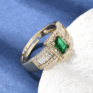 Brass Micro Pave Clear Cubic Zirconia Cuff Open Rings(CU-CBA5C10-14G)-2
