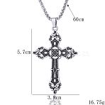 Bohemian Alloy Gothic Cross Pendant Necklaces for Women, Antique Silver, 23.62 inch(60cm)(FS-WG71BD3-02)