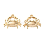 Ocean Brass Pendants, Crab Charms, Real 18K Gold Plated, 17x19.5x2mm, Hole: 1.6mm(KK-L266-02C-G)