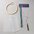 DIY Bookmarks Embroidery Kits, Including Fabric, Embroidery Thread & Needles, Plastic Embroidery Hoop, Dark Green, Thread: 1.2mm, 4 Colors(DIY-WH20059-26H)
