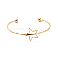 Star 201 Stainless Steel Cuff Bangles for Women Girls, Golden, Inner Diameter: 2-1/8~2-5/8 inch(5.4~6.65cm)(STAS-K247-01G)