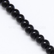 Crystal Glass Round Beads Strands, Black, 4mm, Hole: 1mm, about 105pcs/strand, 15.7 inch(EGLA-F037-4mm-B03)
