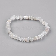 Stretch Bracelets, with Natural White Moonstone Beads, 2-3/8 inch(6.2cm)(BJEW-JB03942-04)