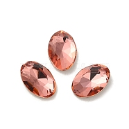 Glass Rhinestone Cabochons, Point Back & Back Plated, Faceted, Oval, Padparadscha, 8x5.5x2.5mm(RGLA-P037-08B-D262)