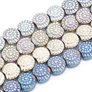 Electroplate Non-magnetic Synthetic Hematite Beads Strands, Shell, Mixed Color, 10x9x4mm, Hole: 1mm, about 45pcs/strand, 15.7 inch(G-T061-168)