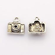Lead Free & Nickel Free Antique Silver Alloy Camera Pendants,  14x12.5x5mm(X-PALLOY-AD-44441-AS)