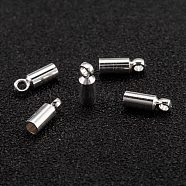 Brass Cord Ends, Long-Lasting Plated, 925 Sterling Silver Plated, 8x2.5mm, Hole: 1.5mm, Inner Diameter: 2mm(KK-H759-40B-S)