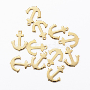 201 Stainless Steel Pendants, Anchor, Golden, 16x13x1mm, Hole: 1mm(STAS-H557-30G)