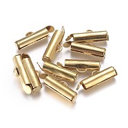Brass Slide On End Clasp Tubes, Slider End Caps, for Ball Chains, Golden, 15x6x4mm, Hole: 1mm, Inner Diameter: 3mm(KK-TAC0003-04B-G)
