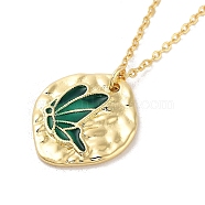 Brass Enamel Cable Chain Butterfly Pendant Necklaces, Golden, Teal, 17.24~17.60 inch(43.8~44.7cm)(NJEW-K379-01G-03)