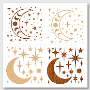 2Pcs 2 Styles PET Hollow Out Drawing Painting Stencils, for DIY Scrapbook, Photo Album, Moon Pattern, 300x300mm, 1pc/style(DIY-WH0416-0004)