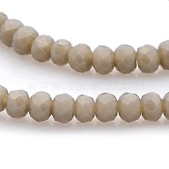 Imitation Jade Glass Faceted Rondelle Beads Strands, Tan, 3x2mm, Hole: 1mm, about 198pcs/strand, 15.7 inch(GLAA-A024A-02)