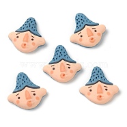 Resin Cabochons, Cartoon Character, Human with Steel Blue Hair, 20x19x5mm(X-CRES-G015-02)