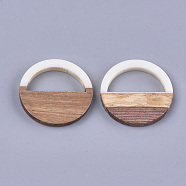 Resin & Walnut Wood Pendants, Flat Round, Creamy White, 28x3mm, Hole: 22x11mm(RESI-S358-55)