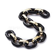 Handmade Acrylic Cable Chains, with CCB Plastic Linking Rings, Black, Links: 24x18x5mm and 19x12x4.5mm, 39.37 inch(1m)/strand
(AJEW-JB00658-03)