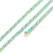 Polycotton Filigree Cord, Braided Rope, with Plastic Reel, for Wall Hanging, Crafts, Gift Wrapping, Pale Turquoise, 1.2mm, about 27.34 Yards(25m)/Roll(OCOR-E027-02B-16)