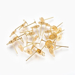 304 Stainless Steel Stud Earring Settings, for DIY Earring Making, with Loop, Golden, 12x6mm, Hole: 1mm, Pin: 0.4mm, Tray: 6mm
(X-STAS-E025-G)