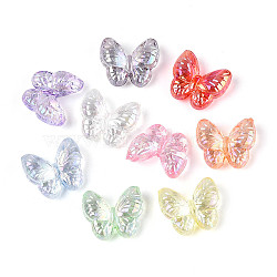 Transparent Acrylic Beads, Butterfly, AB Color Plated, Mixed Color, 17x19.5x7.5mm, Hole: 2.2mm, about 376pcs/500g(OACR-N150-37)