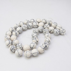 Synthetic Turquoise Beads Strands, Dyed, Round, Ghost White, 10mm, Hole: 1mm, about 40pcs/strand, 15.7(TURQ-H038-10mm-XXS03)