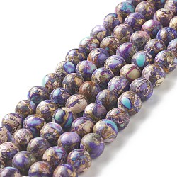 Natural Imperial Jasper Beads Strands, Dyed, Round, Purple, 8~8.5mm, Hole: 1~1.2mm, about 47~48pcs/strand, 15.16 inch(38.5cm)(G-I122-8mm-20)