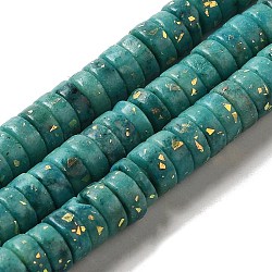 Natural Dolomite Beads Strands, with Synthetic Opal, Dyed, Disc, Heishi Beads, Dark Cyan, 8x3.5mm, Hole: 0.8mm, about 118~120pcs/strand, 15.94''(40.5cm)(G-K350-B01-03B)