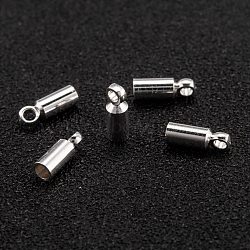 Brass Cord Ends, Long-Lasting Plated, 925 Sterling Silver Plated, 8x2.5mm, Hole: 1.5mm, Inner Diameter: 2mm(KK-H759-40B-S)