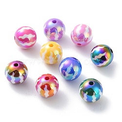 UV Plating Opeque Acrylic Beads, Iridescent, Round, Mixed Color, 15.5x15mm, Hole: 2.5mm(MACR-K351-30)