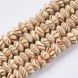 Dyed Natural Wooden Beads Strands, with Wavy Pattern, Lead Free, Rondelle, Navajo White, 9.5~10.5x5mm, Hole: 2mm, about 201pcs/strand, 38.19 inch(WOOD-T025-007A-007A-LF)