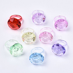 Transparent Acrylic Finger Rings, Oval, Mixed Color, US Size 8 3/4(18.7mm), about 112pcs/500g(RJEW-T012-01)