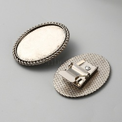 Zinc Alloy Bolo Tie Slides Clasp Cabochon Settings, Blank Bolo Tie Slides Low Profile Accessories, Antique Silver, Oval, Tray: 39.5x30mm, 46.5x36.5x9.5mm, Hole: 6x4.5mm(FIND-WH0111-382A)