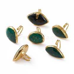 Adjustable Natural Malachite Cuff Rings, Open Rings, with Golden Plated Brass Findings, Mixed Shapes, Size 8, Inner Diameter: 18mm(RJEW-L095-D01-G)