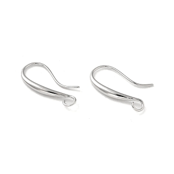 Brass Earring Hooks, Ear Wire with Loops, Real Platinum Plated, 22 Gauge, 20x2mm, Hole: 2.7mm, Pin: 0.6mm