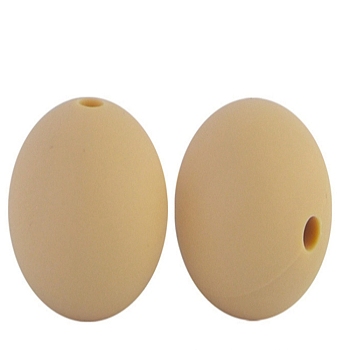 Round Silicone Focal Beads, Pale Goldenrod, 15mm, Hole: 2mm