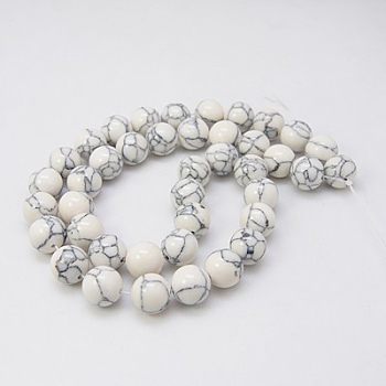 Synthetic Turquoise Beads Strands, Dyed, Round, Ghost White, 10mm, Hole: 1mm, about 40pcs/strand, 15.7