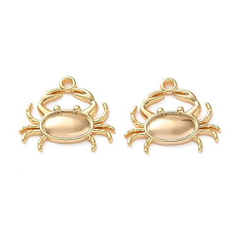 Ocean Brass Pendants, Crab Charms, Real 18K Gold Plated, 17x19.5x2mm, Hole: 1.6mm