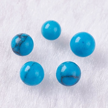 Synthetic Turquoise Beads, Gemstone Sphere, Undrilled/No Hole, Dyed, Round, 3mm