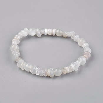 Stretch Bracelets, with Natural White Moonstone Beads, 2-3/8 inch(6.2cm)