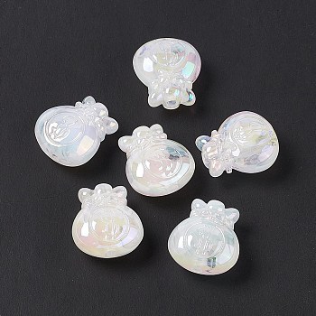 Opaque Acrylic Beads, AB Color, Lucky Fortune Bag with Dollar Sign, White, 20x18x10.5mm, Hole: 3mm