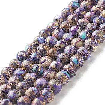 Natural Imperial Jasper Beads Strands, Dyed, Round, Purple, 8~8.5mm, Hole: 1~1.2mm, about 47~48pcs/strand, 15.16 inch(38.5cm)