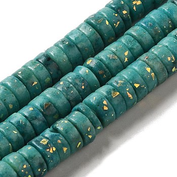 Natural Dolomite Beads Strands, with Synthetic Opal, Dyed, Disc, Heishi Beads, Dark Cyan, 8x3.5mm, Hole: 0.8mm, about 118~120pcs/strand, 15.94''(40.5cm)