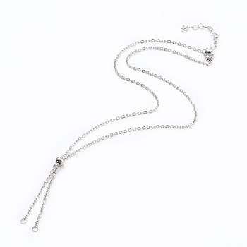 304 Stainless Steel Cable Chain Necklace Making, with Slider Stopper Beads, Lobster Claw Clasps and Heart Extension Chain, Stainless Steel Color, 20.86 inch(53cm)
