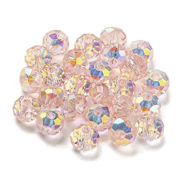 Transparent Electroplate Glass Beads, Faceted, Rondelle, Lavender Blush, 6x4.5mm, Hole: 1.2mm, 100pcs/bag