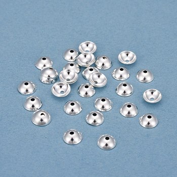 201 Stainless Steel Bead Caps, Round, Silver, 6x2mm, Hole: 0.5mm