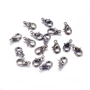 Zinc Alloy Lobster Claw Clasps, Parrot Trigger Clasps, Cadmium Free & Nickel Free & Lead Free, Gunmetal, 12x6mm, Hole: 1.5mm