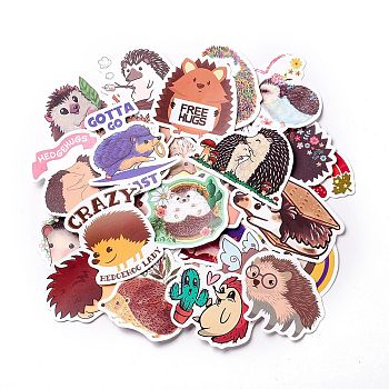 Autumn Theme Waterproof Self Adhesive Paper Stickers, for Suitcase, Skateboard, Refrigerator, Helmet, Mobile Phone Shell, Colorful, Hedgehog Pattern, 44~75x44~68x0.2mm, about 50pcs/bag