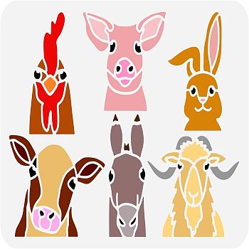 Large Plastic Reusable Drawing Painting Stencils Templates, for Painting on Scrapbook Fabric Tiles Floor Furniture Wood, Rectangle, Animal Pattern, 297x210mm