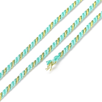 Polycotton Filigree Cord, Braided Rope, with Plastic Reel, for Wall Hanging, Crafts, Gift Wrapping, Pale Turquoise, 1.2mm, about 27.34 Yards(25m)/Roll